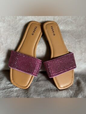 Torrid Pink Rhinestone Bling Slide Women’s Sandals 11WW